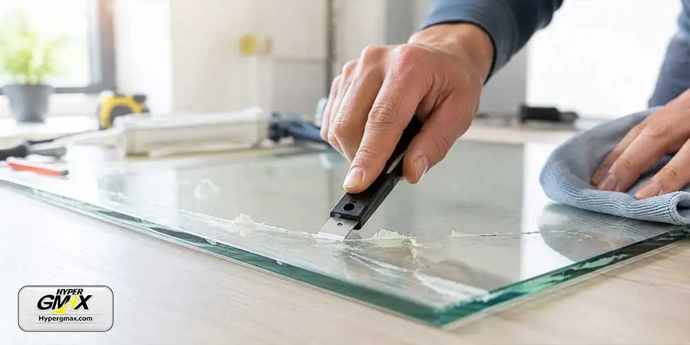 پاک کردن چسب آکوازیوم از روی شیشه