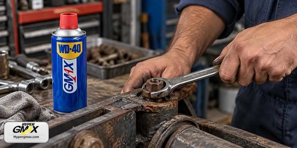 باز کردن پیچ زنگ زده با آچار و اسپری WD-40 جی مکس در محیط کارگاهی