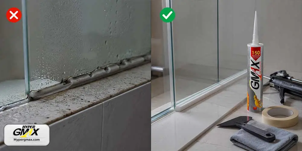 مقایسه اجرای صحیح و اشتباه چسب سیلیکون در محیط مرطوب